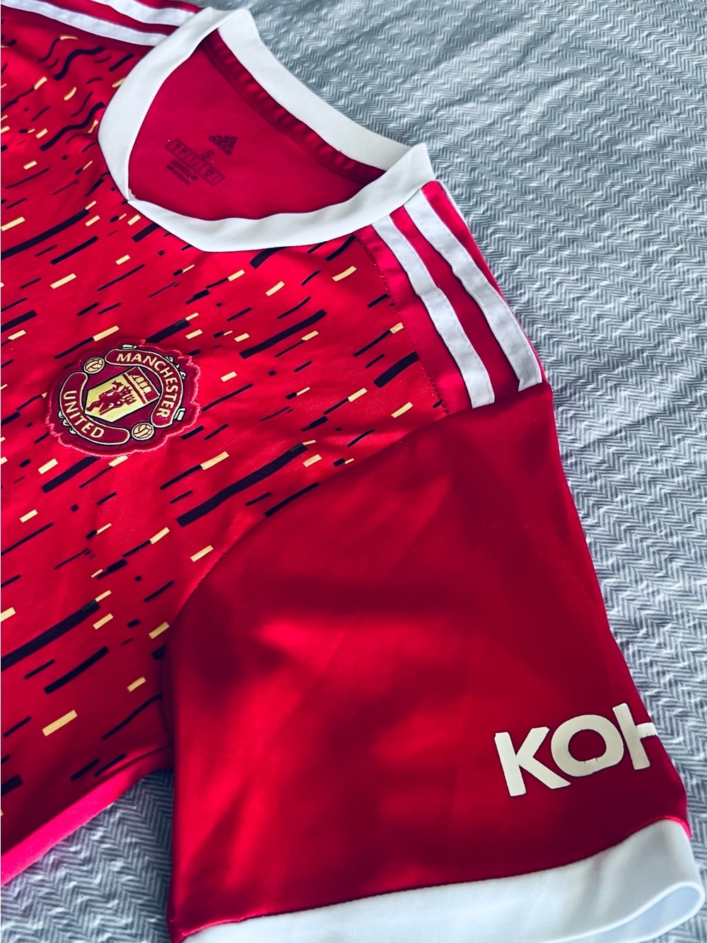 adidas Red Manchester United Home Jersey with Gold Sponsor Logo 2016-17